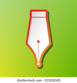 Pen sign illustration. Contrast icon with reddish stroke on green background.