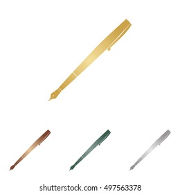 Pen sign illustration. Metal icons on white backgound.