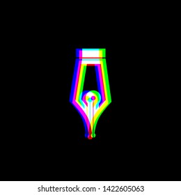 Pen sign illustration. Red, green and blue unfocused contour icon at black background. Illustration.