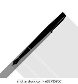 Pen sign illustration. Vector. Black icon with two flat gray shadows on white background.