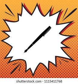 Pen sign illustration. Vector. Comics style icon on pop-art background.