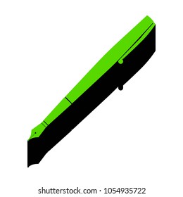 Pen sign illustration. Vector. Green 3d icon with black side on white background. Isolated.
