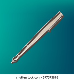 Pen sign illustration. Vector. Icon printed at 3d on sea color background.