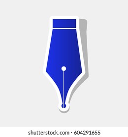 Pen sign illustration. Vector. New year bluish icon with outside stroke and gray shadow on light gray background.