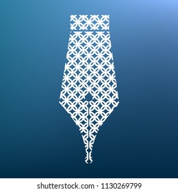 Pen sign illustration. Vector. White textured icon at lapis lazuli gradient background.