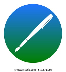 Pen sign illustration. Vector. White icon in bluish circle on white background. Isolated.