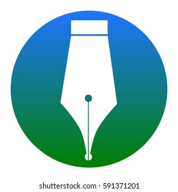 Pen sign illustration. Vector. White icon in bluish circle on white background. Isolated.