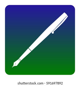 Pen sign illustration. Vector. White icon at green-blue gradient square with rounded corners on white background. Isolated.