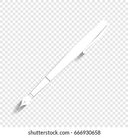 Pen sign illustration. Vector. White icon with soft shadow on transparent background.