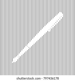 Pen sign illustration. Vector. White icon on grayish striped background. Optical illusion.
