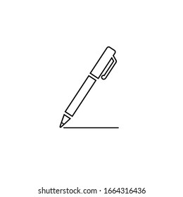 Pen sign line icon on white, vector