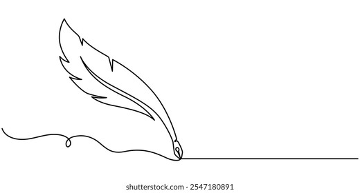 Pen Signature Continuous Line Icon. Continuous one line drawing writing pen isolated minimalist linear illustration made of single line vector illustration. One continuous line drawing of pen writing 