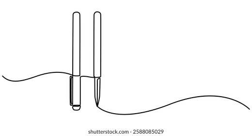 Pen Signature Continuous Line Icon, Continuous one line drawing writing pen isolated minimalist linear illustration made of single line vector illustration, pro.       