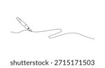 Pen Signature Continuous Line Icon,Continuous one line of fountain pen in silhouette on a white background,Continuous Line Drawing of a Fountain Pen Writing