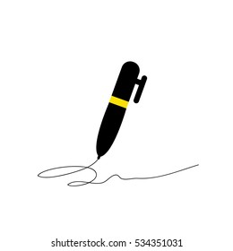 A pen with Signature icon illustration isolated in a white background