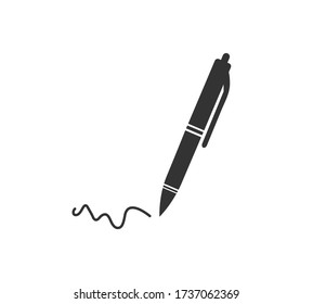 Pen And Signature Icon Vector.
