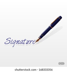 Pen with Signature text Vector illustration