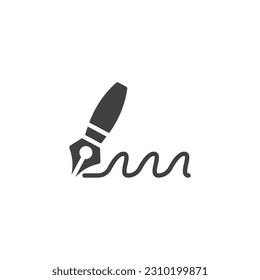 Pen and signature vector icon. filled flat sign for mobile concept and web design. Ink pen writing glyph icon. Symbol, logo illustration. Vector graphics