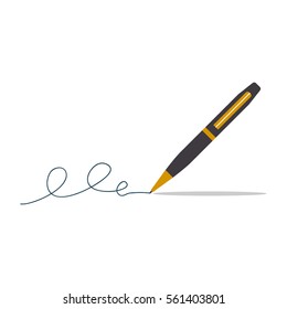 Pen And Signature Vector Illustration.