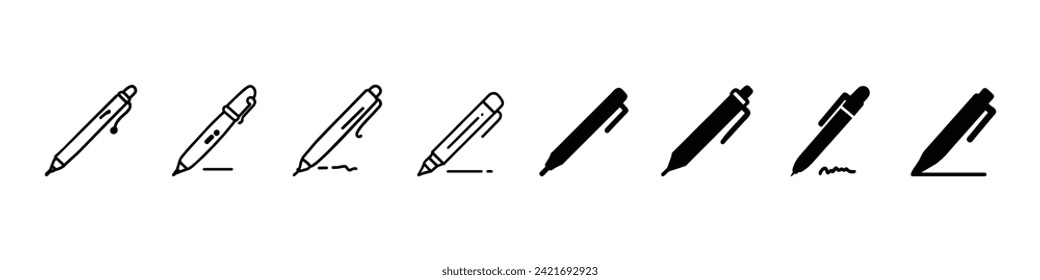 Pen and signatures icon, signature pen icon, write icons.  Signature pen outline, The signature icons. Pens and undersign, underwrite, e signature icon, Pen Icon