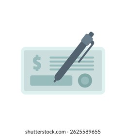 Pen is signing a bank check, representing financial transactions and payments