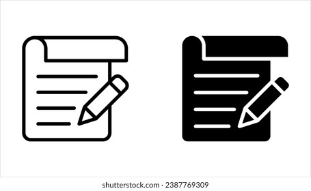 Pen Unterzeichnung eines Vertrags-Symbol-Set mit Unterschrift, Papier-Symbol einzeln auf weißem Hintergrund