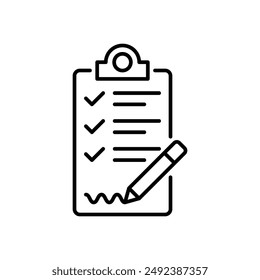 Pen signing a contract icon with signature, paper symbol isolated on white background for graphic and web design.
