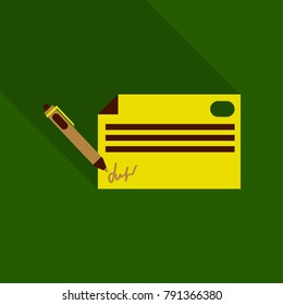 Pen signing a contract with signature line art icon for business apps and websites