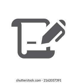 Icono de vector negro de la firma de lápiz. Símbolo de hoja de documento, contrato y acuerdo.
