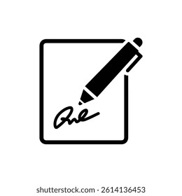 Pen Signing Paper Contract Icon Representing Agreement and Authorization