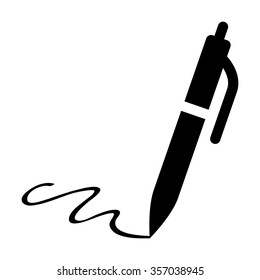 Pen signing signature flat vector icon for apps and websites