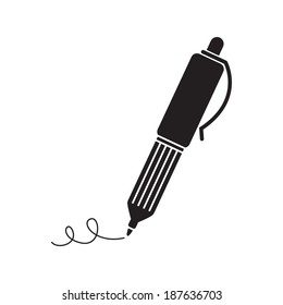 Pen Silhouette Black Isolated On White Stock Vector (Royalty Free ...