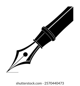 Pen Silhouette. Pen Icon Vector Illustration,  Isolated, white background. Pen vector icon, Fountain pen