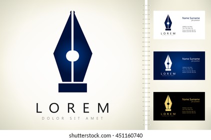 Pen silhouette. Vector old ink pen nibs.