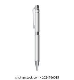 Pen silvery vector isolated on a white background