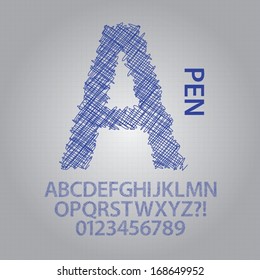 Pen Sketch Alphabet and Numbers Vector