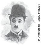 Pen sketch illustration of the Charlie Chaplin