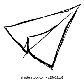 Pen sketch of a paper plane.