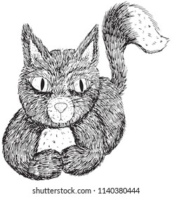 Pen Sketched Cat Vector Hand Drawn