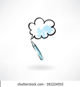 pen and speech bubble grunge icon