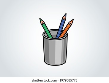 Pen stand in isolated background 