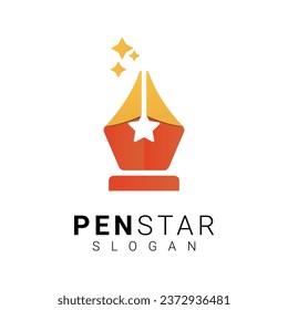 Pen Star Logo Design Achievement Logotype