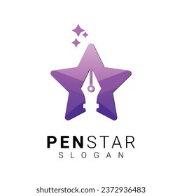 Pen Star Logo Design Achievement Logotype