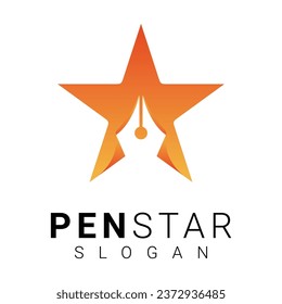 Pen Star Logo Design Achievement Logotype