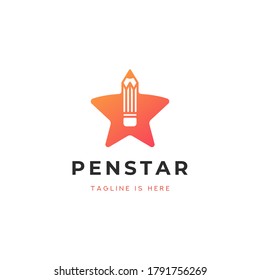 Ilustración vectorial de la plantilla de iconos del logotipo de la estrella de la pluma