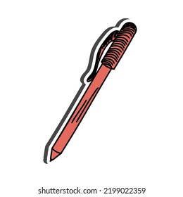 Pen sticker with shadow on education theme. Back to school. Vector illustration.