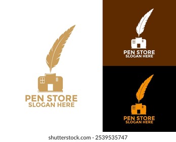 Vetor de design de logotipo da loja de caneta, modelo de design de logotipo da loja de caneta