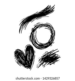 Pen strokes brushes. Black and white.