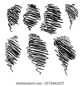 Pen strokes in the form of twisted spirals. Vector illustration