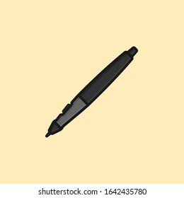 Pen Stylus Vector Icon Illustration. Stylus Pen Drawing Vector. Flat Cartoon Style Suitable For Web Landing Page, Banner, Flyer, Sticker, Wallpaper, Background